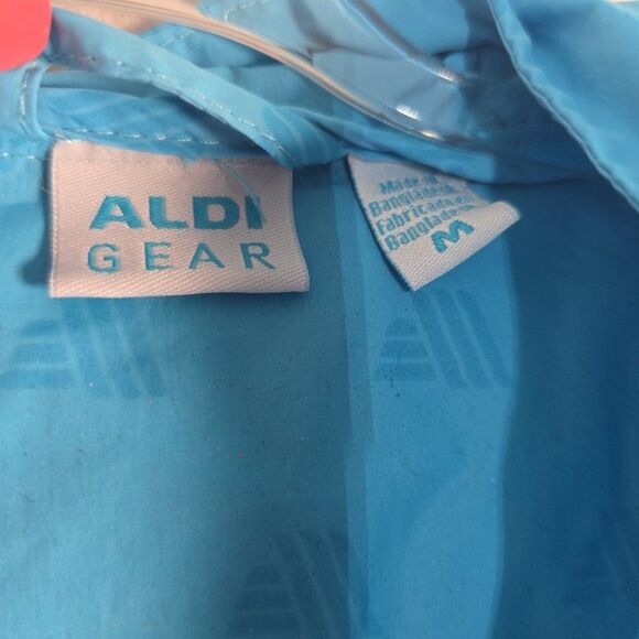 Aldi Gear Windbreaker Full Zip Hooded Jacket 2024 Unisex Size Med Pockets Blue - Picture 3 of 11